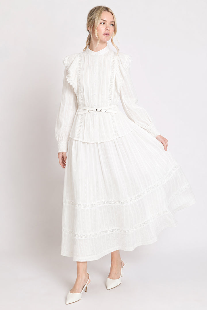Lisa Tiered Ruffles Lace Trim Detail Top & Skirt Set - Shop Beulah Style