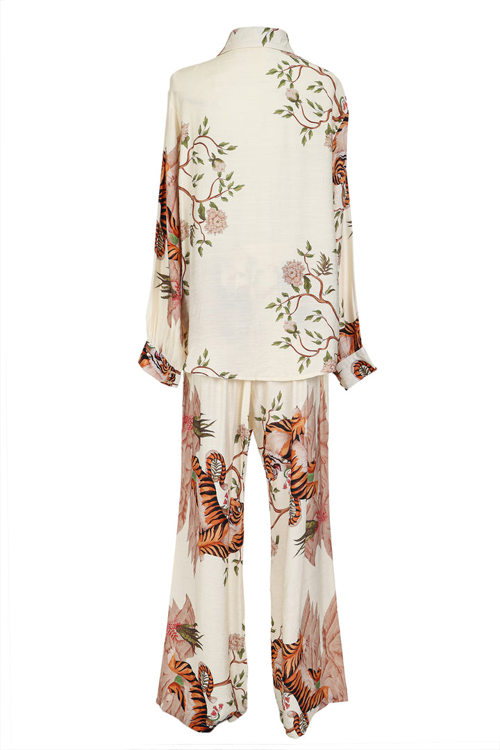 Caitlyn Safari Printed Linen Style Shirt & Pants Set