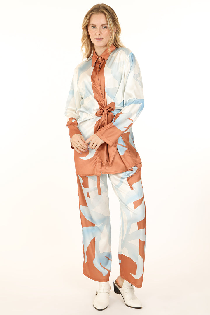 Adam Abstract Printed Contrast Trim Top & Pants Set - Shop Beulah Style