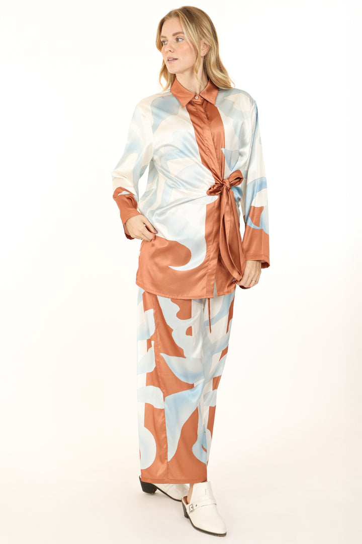 Adam Abstract Printed Contrast Trim Top & Pants Set - Shop Beulah Style