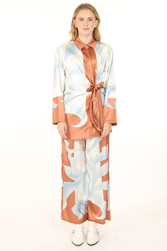 Adam Abstract Printed Contrast Trim Top & Pants Set - Shop Beulah Style