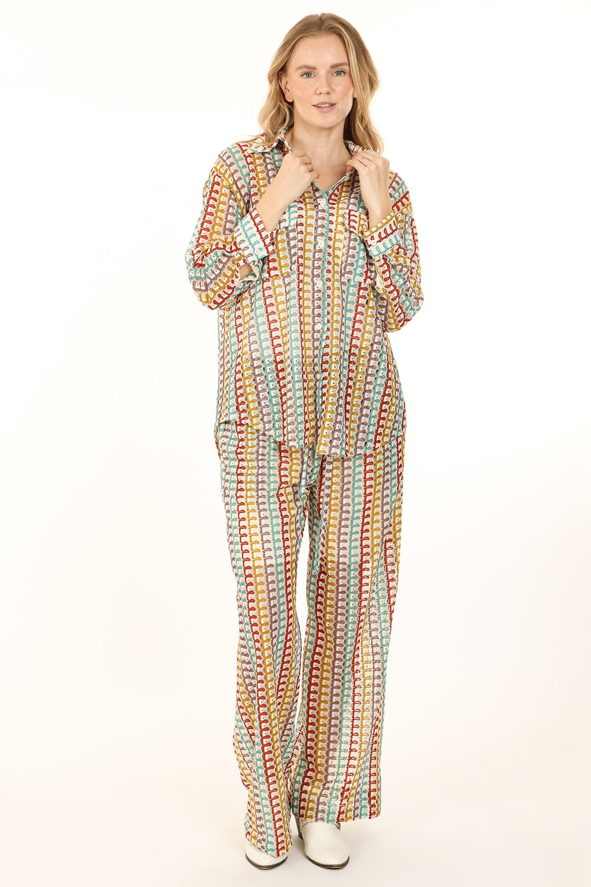 Lucas Hollow Out Embroidered Knit Top & Pants Set - Shop Beulah Style