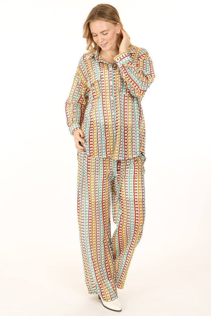 Lucas Hollow Out Embroidered Knit Top & Pants Set - Shop Beulah Style
