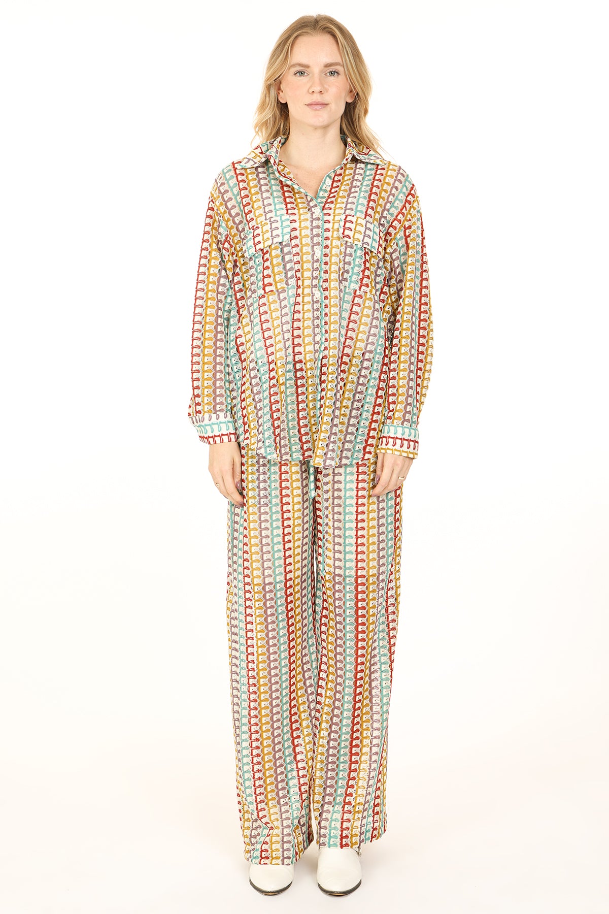 Lucas Hollow Out Embroidered Knit Top & Pants Set - Shop Beulah Style