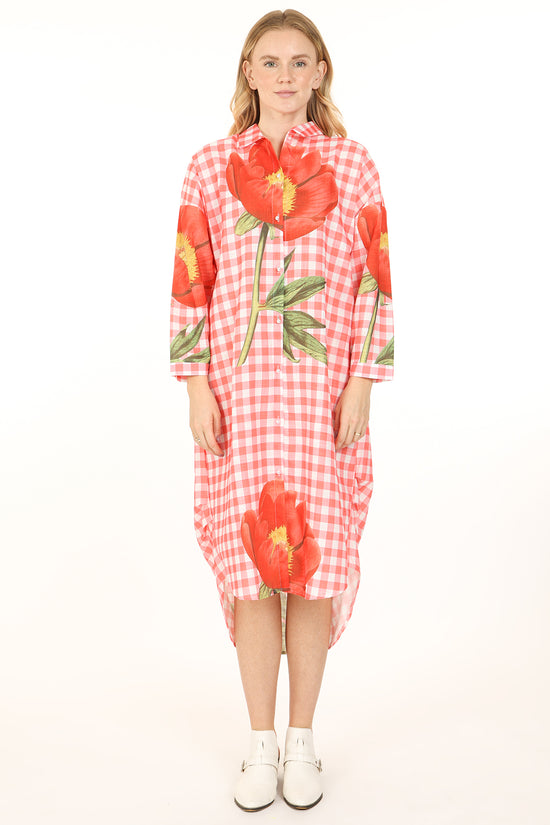 Scarlett Floral Printed Gingham Maxi Shirt Dress - Shop Beulah Style