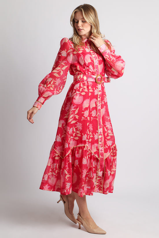 Samson Floral Print Lace Trim Belted Maxi Dress - Shop Beulah Style