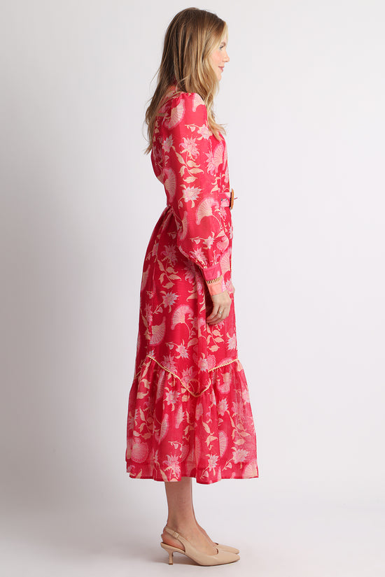 Samson Floral Print Lace Trim Belted Maxi Dress - Shop Beulah Style
