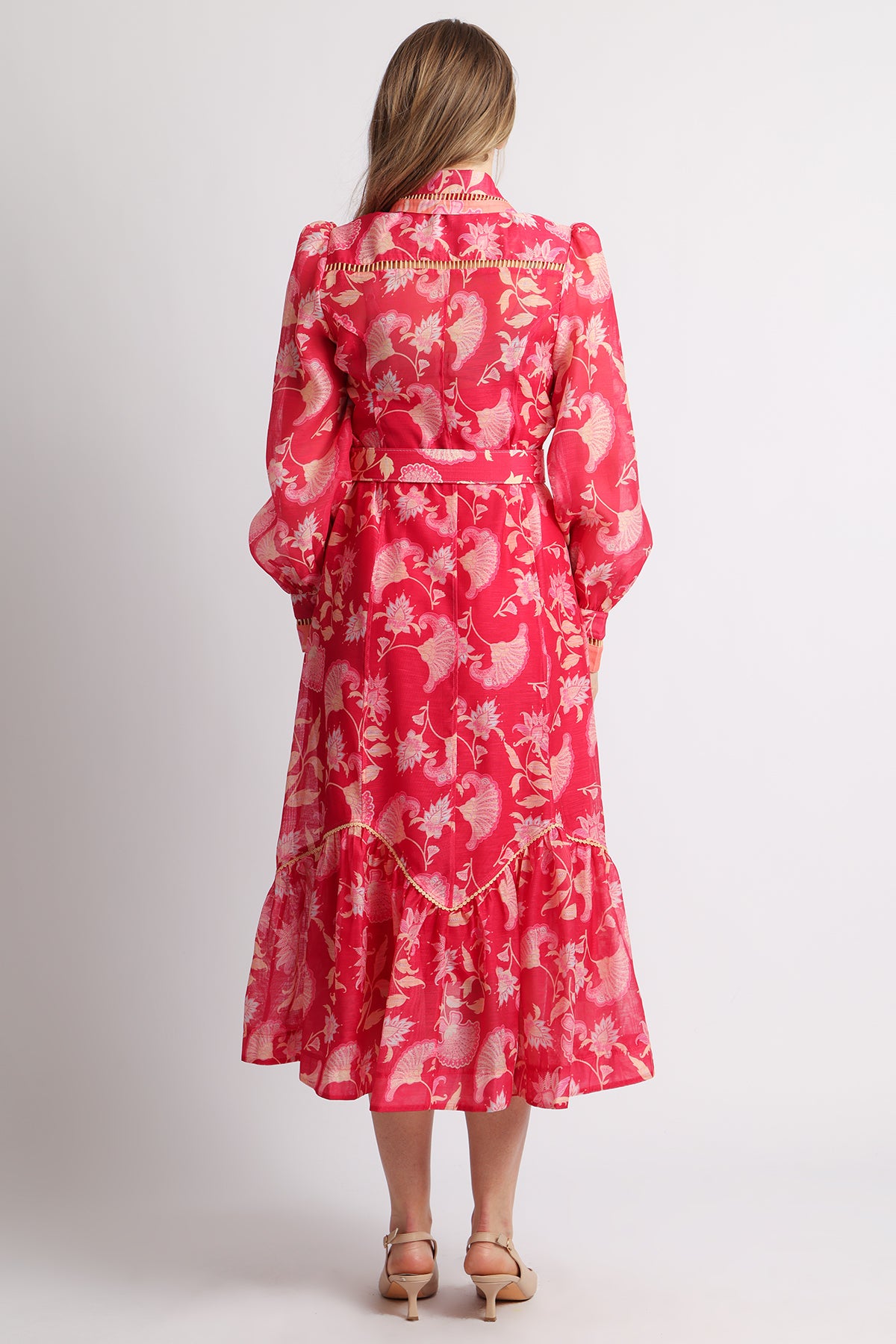 Samson Floral Print Lace Trim Belted Maxi Dress - Shop Beulah Style