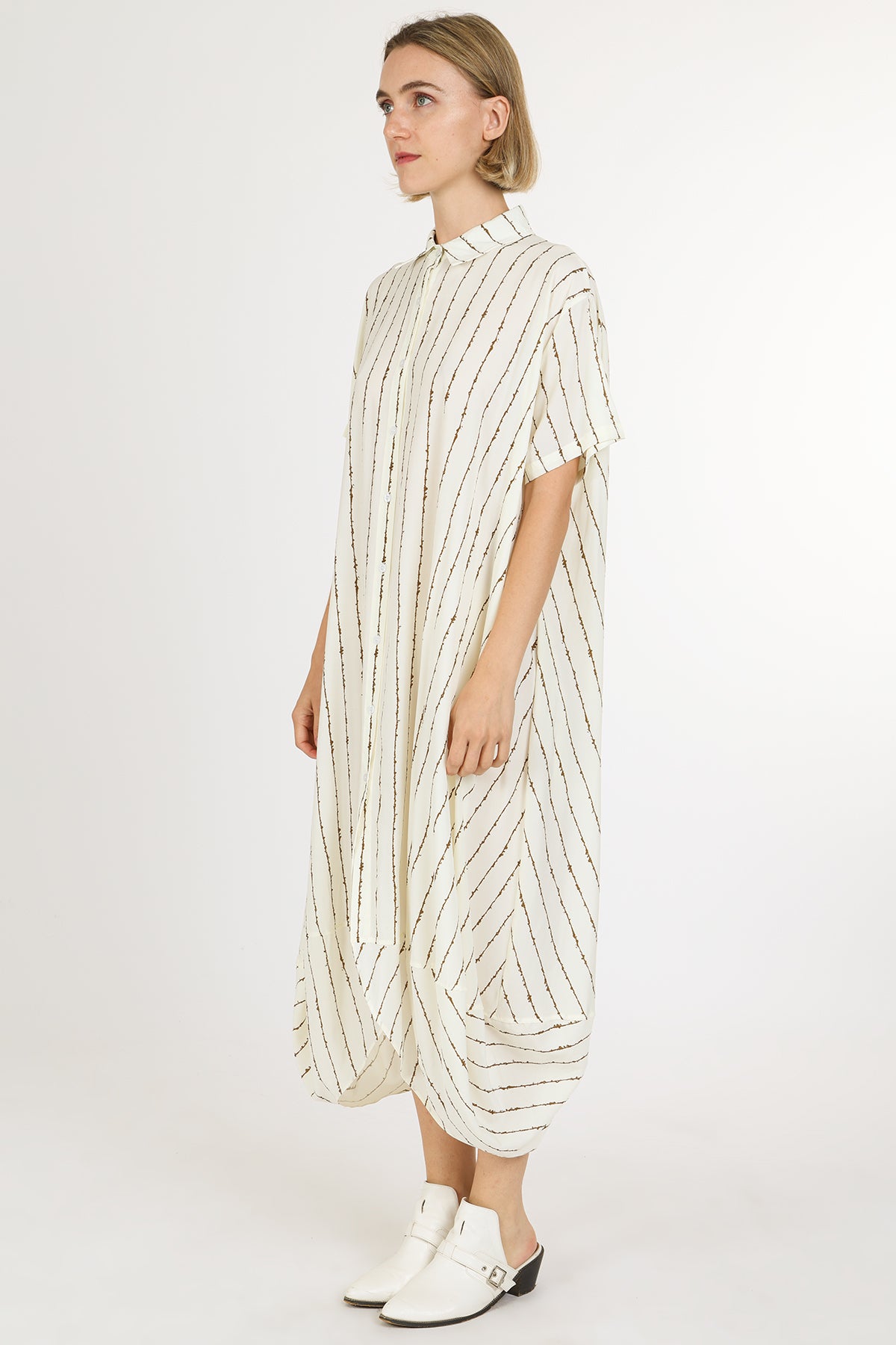 Sarah Stripe Patterned Midi Shirt Dress - Shop Beulah Style