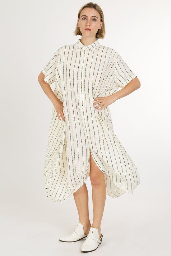 Sarah Stripe Patterned Midi Shirt Dress - Shop Beulah Style