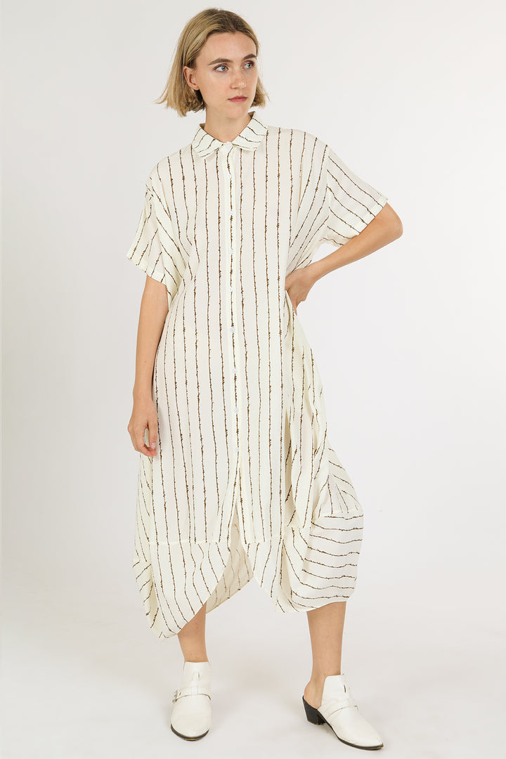 Sarah Stripe Patterned Midi Shirt Dress - Shop Beulah Style