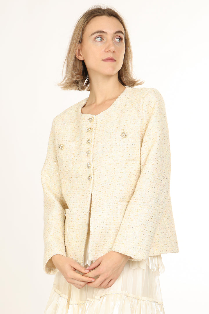 Cyrus Sequined Tweed Single-Breasted Jacket