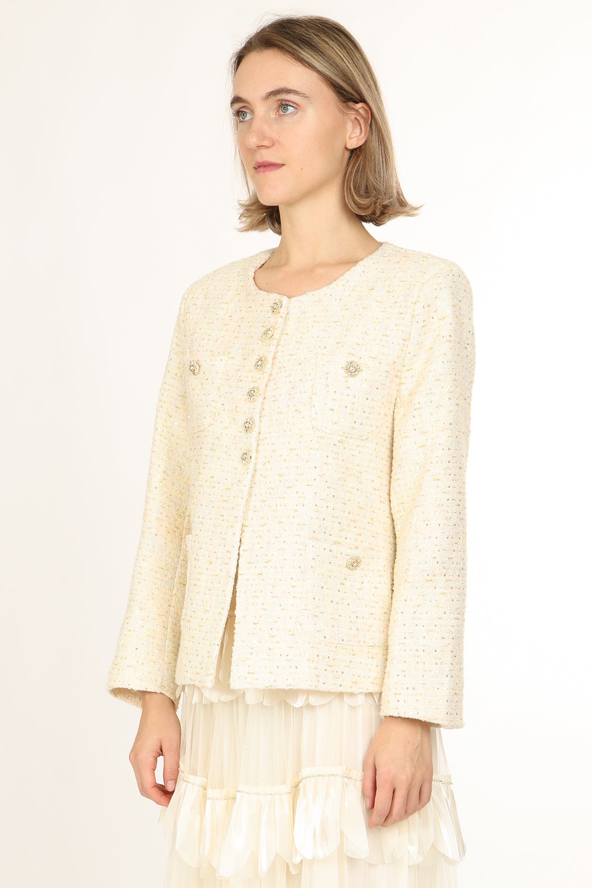 Cyrus Sequined Tweed Single-Breasted Jacket