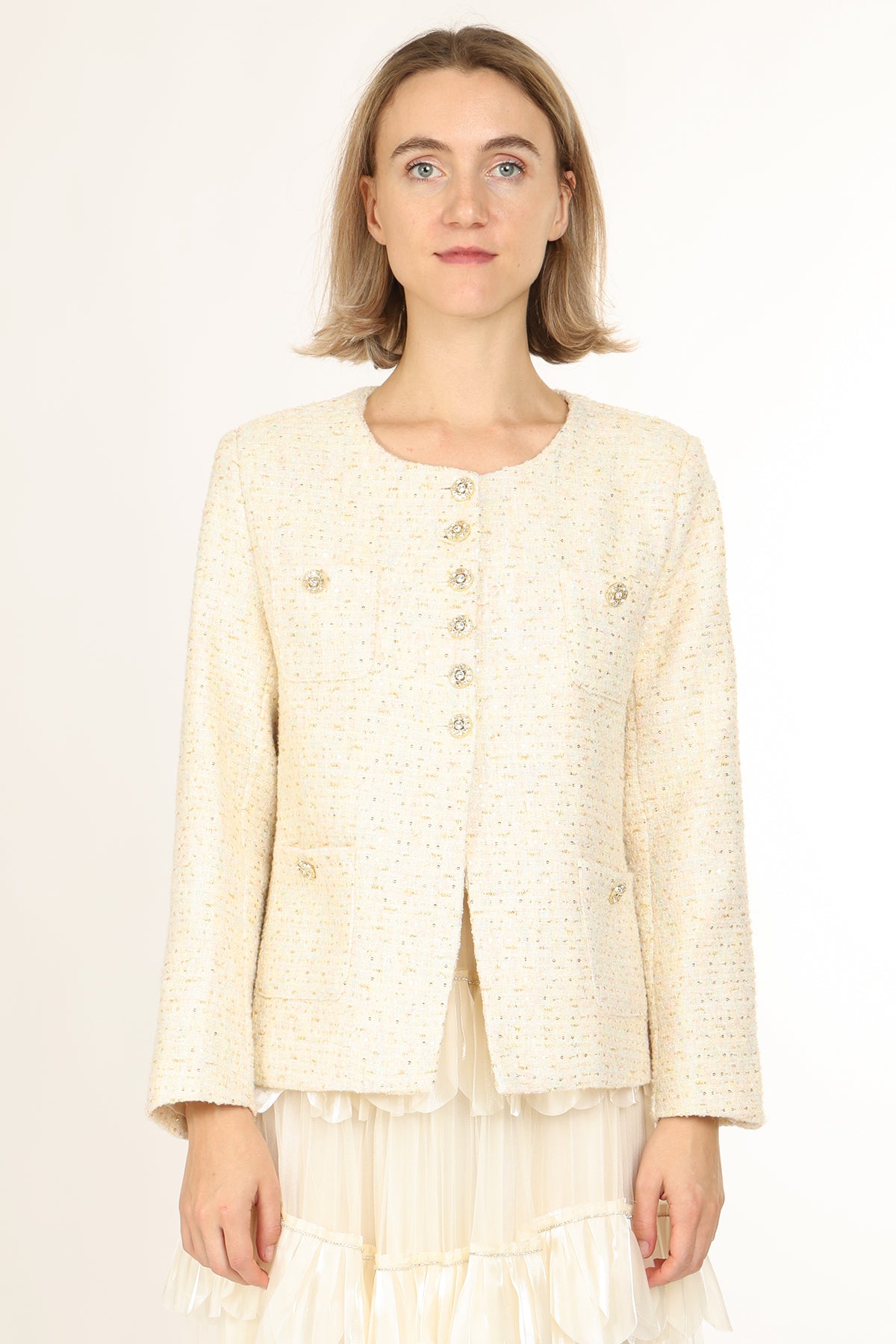 Cyrus Sequined Tweed Single-Breasted Jacket