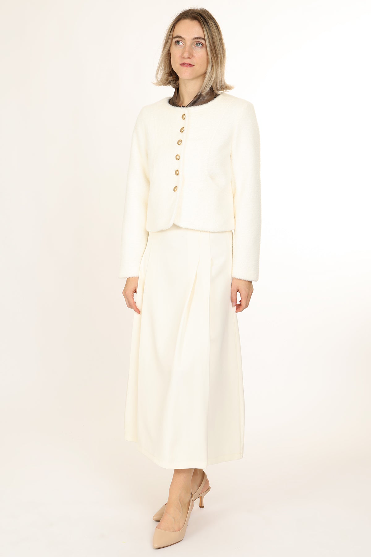 Mirella Faux Fur Button Up Sweater