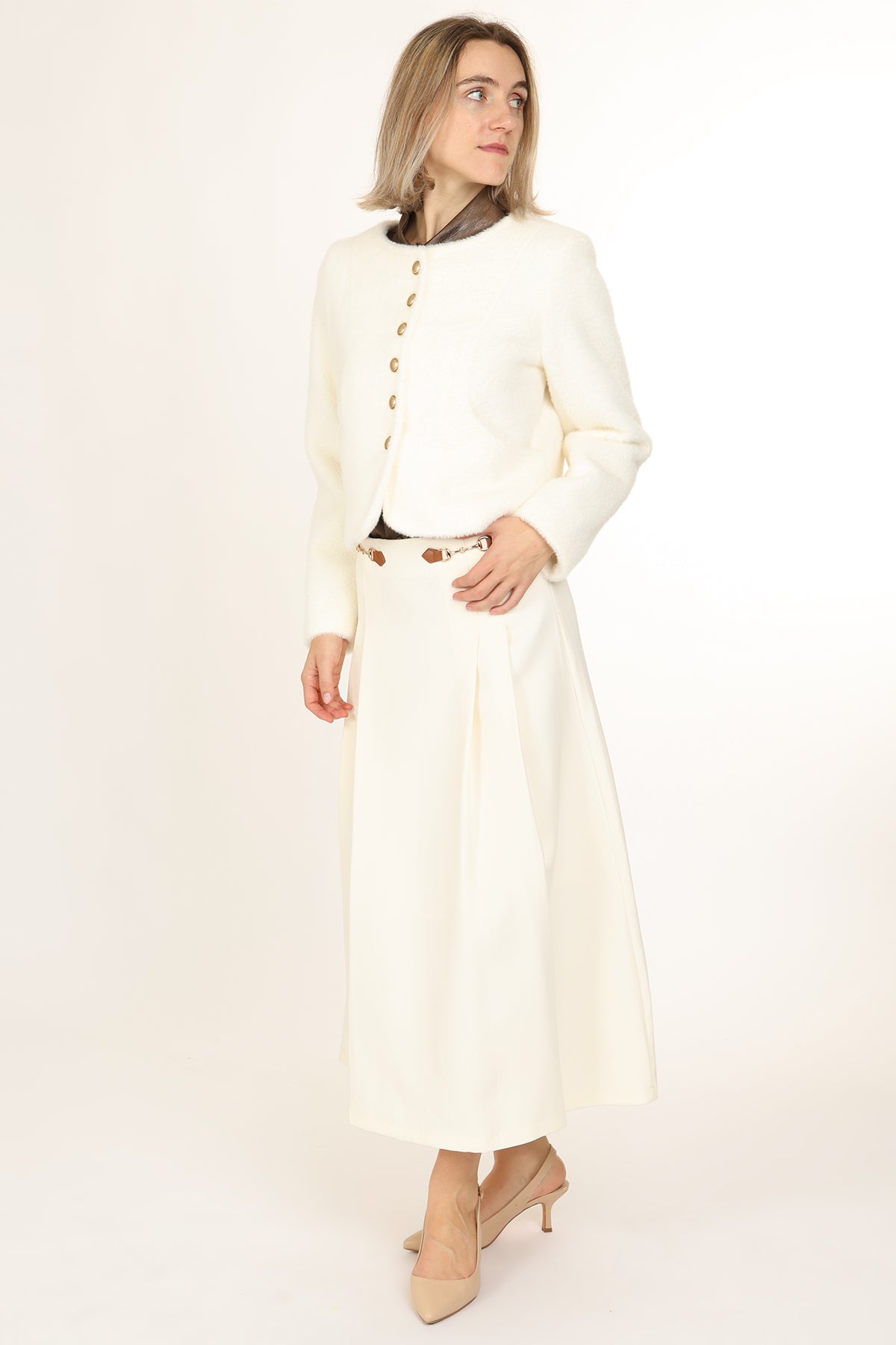 Mirella Faux Fur Button Up Sweater