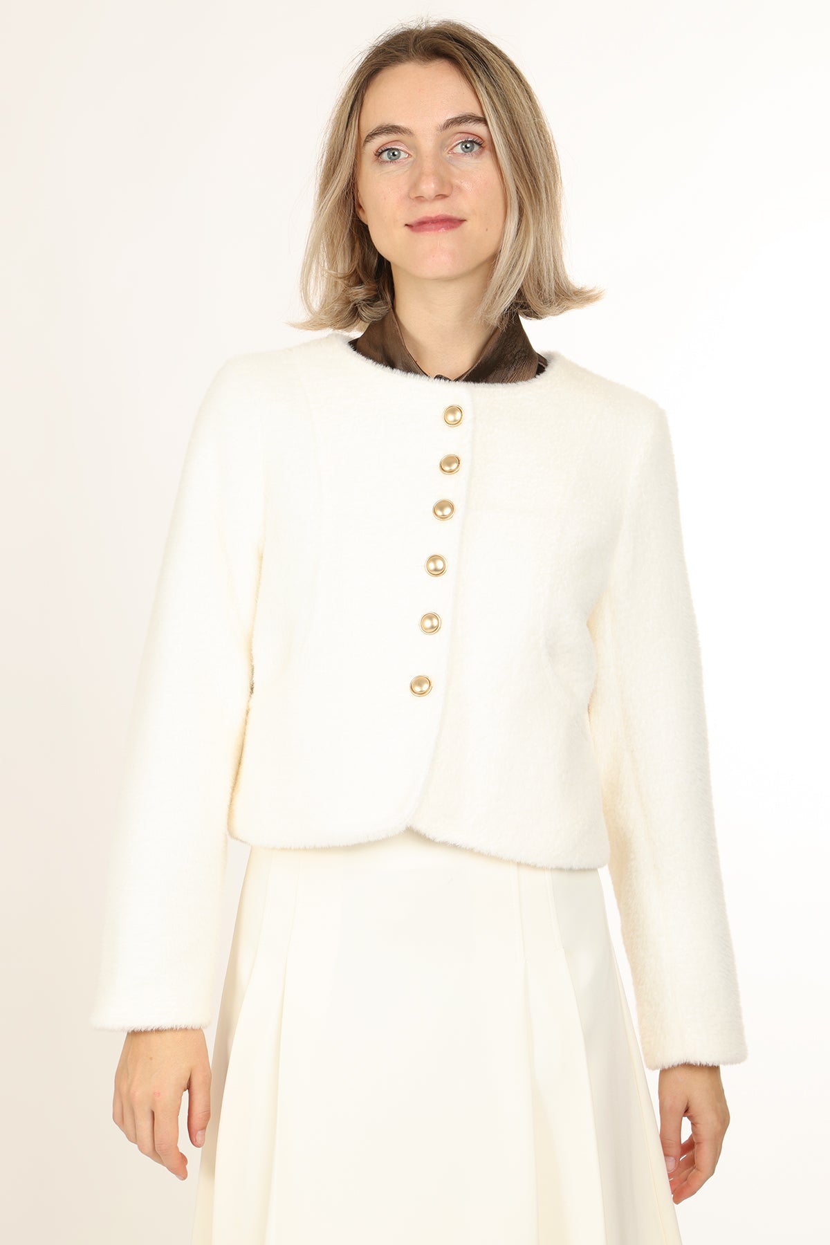 Mirella Faux Fur Button Up Sweater