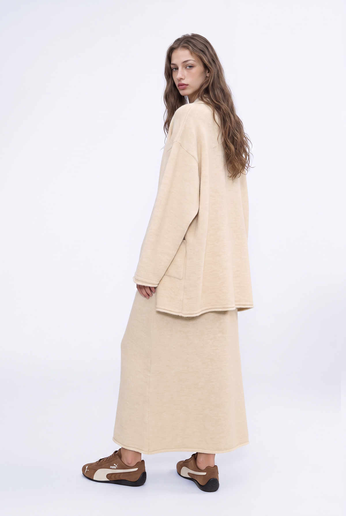 Shawl Collar Open-Front Knit Cardigan
