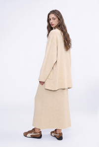 Shawl Collar Open-Front Knit Cardigan
