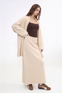 Shawl Collar Open-Front Knit Cardigan