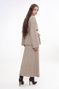 Belted Cable Knit Tunic Top And Maxi Skirt Set