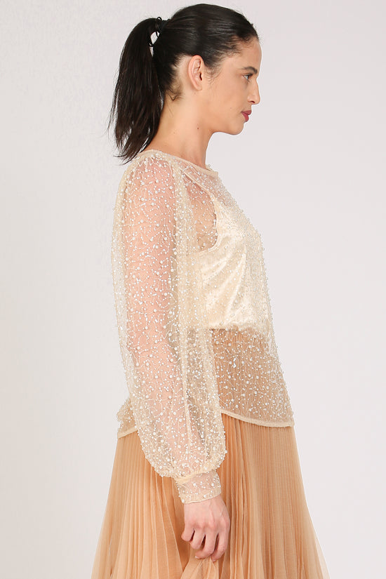 Phillip Sequined & Pearled Sheer Blouse - Shop Beulah Style