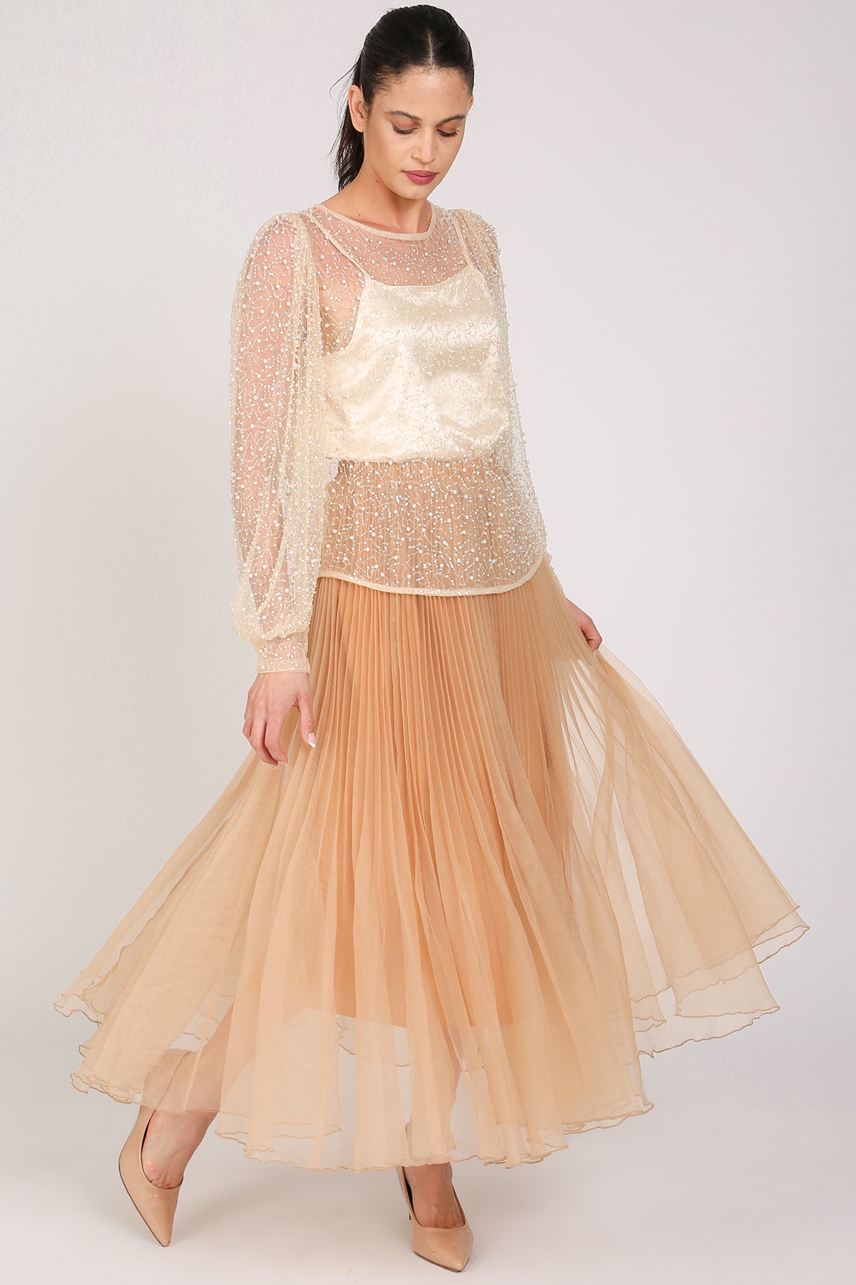 Phillip Sequined & Pearled Sheer Blouse - Shop Beulah Style