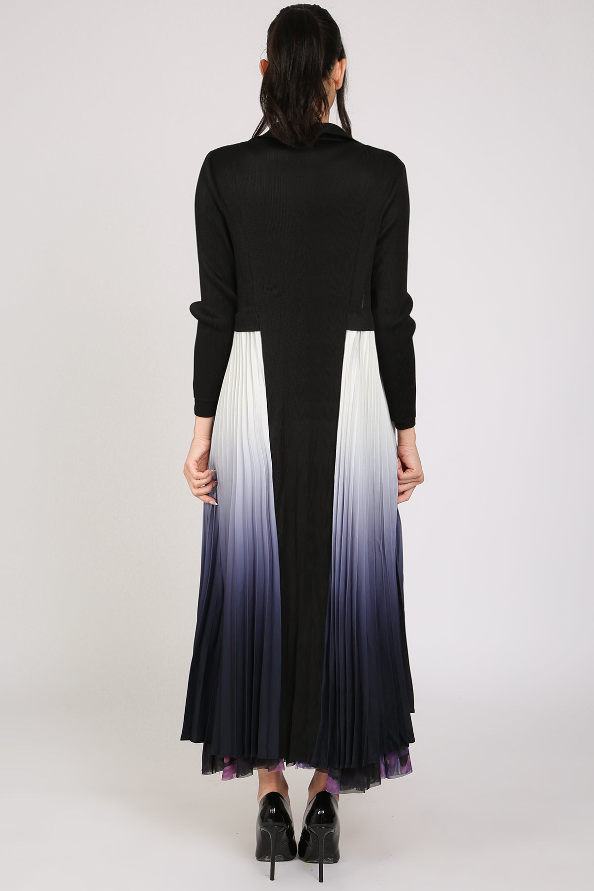 Sienna Dual Contrast Gradation Print Pleated Open Coat - Shop Beulah Style