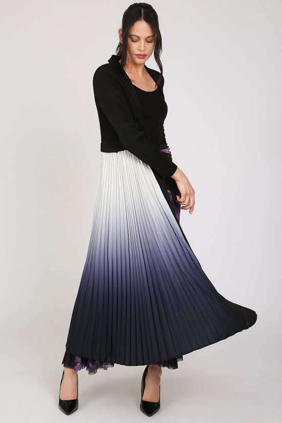 Sienna Dual Contrast Gradation Print Pleated Open Coat - Shop Beulah Style