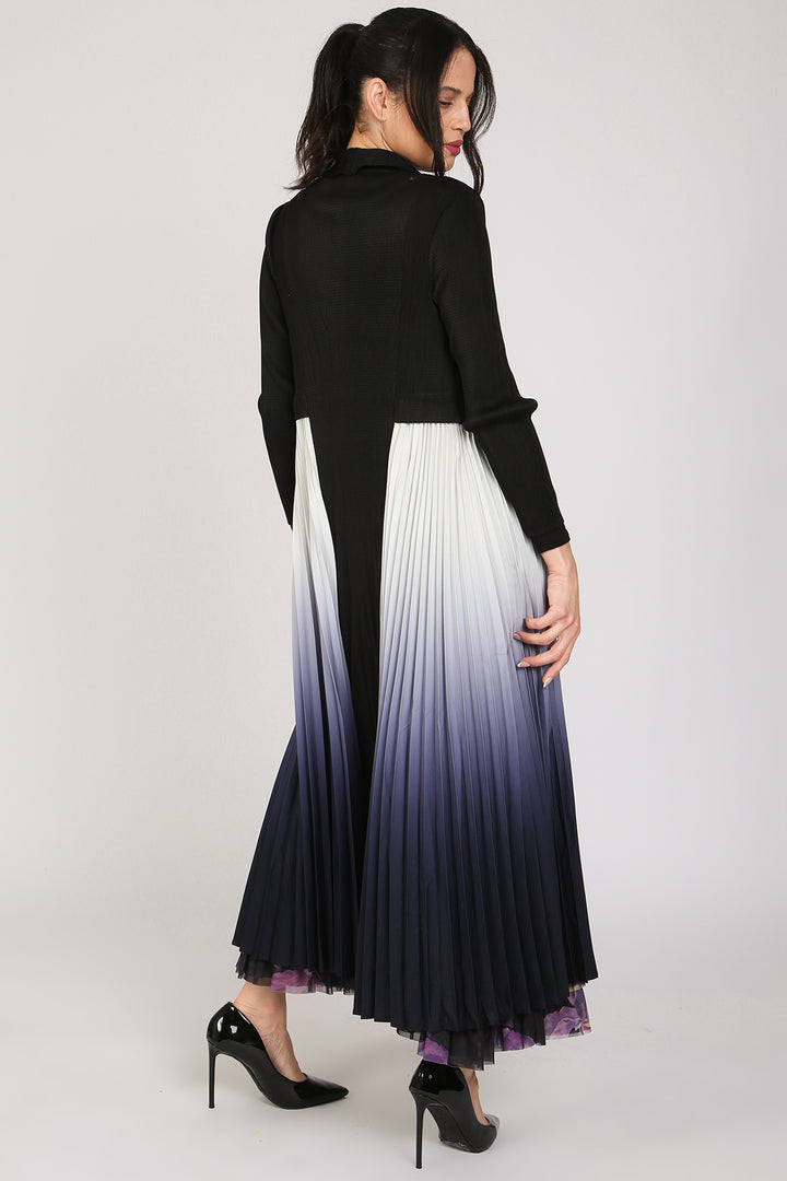 Sienna Dual Contrast Gradation Print Pleated Open Coat - Shop Beulah Style