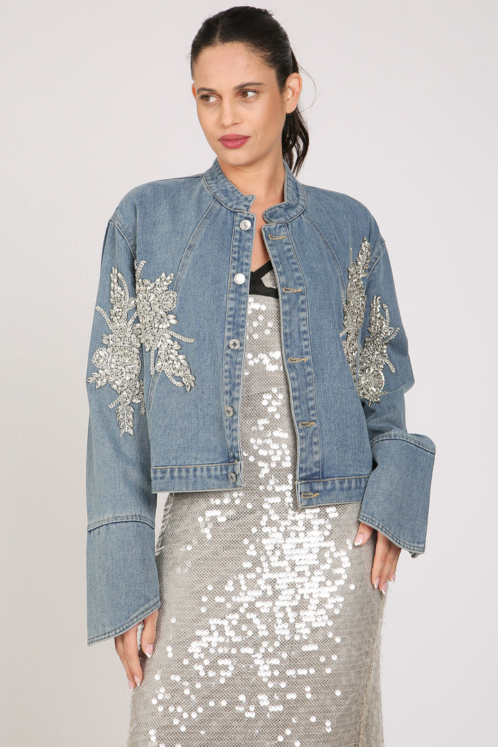 Tyler Angel Wing Embellished Denim Jacket