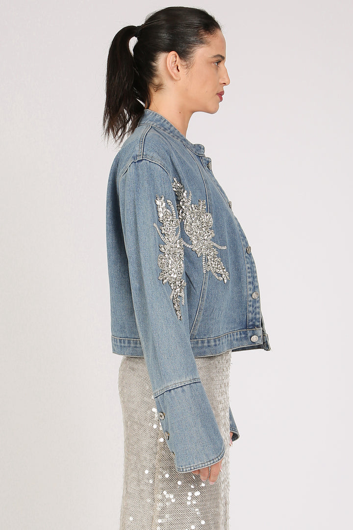 Tyler Angel Wing Embellished Denim Jacket