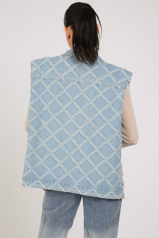 Parker Diamente Fringed & Multi-Pearled Denim Vest