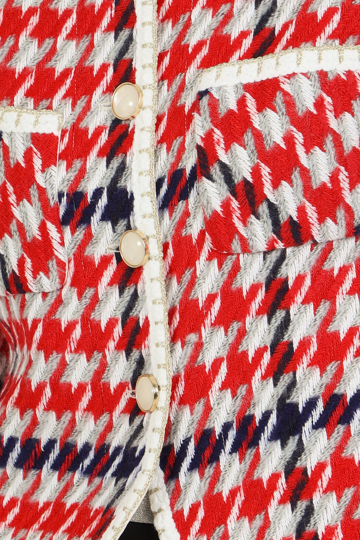 Maddie Tricolor Houndstooth Patterned Tweed Jacket