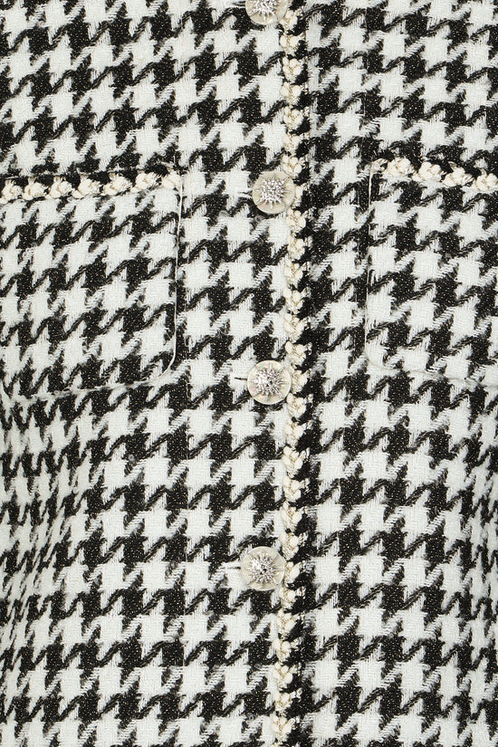 Dylan Contrast Houndstooth Patterned Tweed Jacket