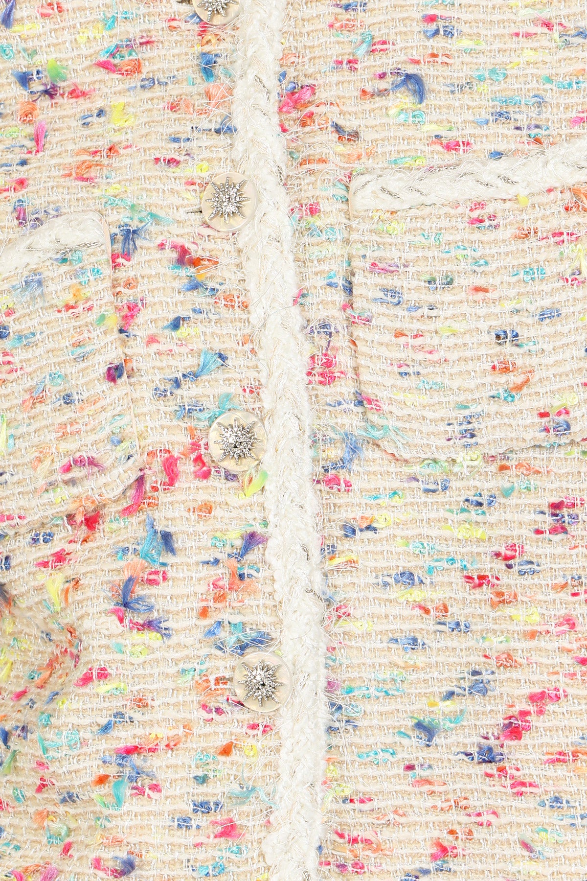 Viola Multicolor Fuzzy Braided Trim Tweed Jacket