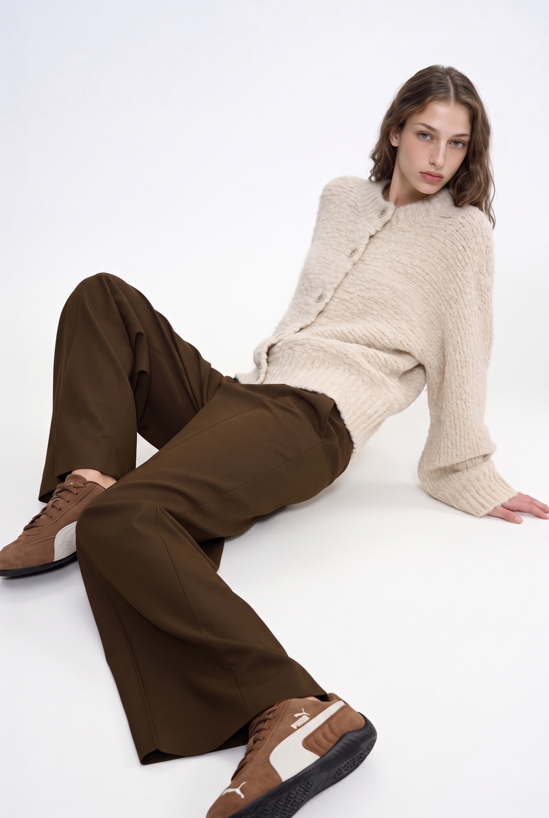 Textured Boucle Button Front Cardigan