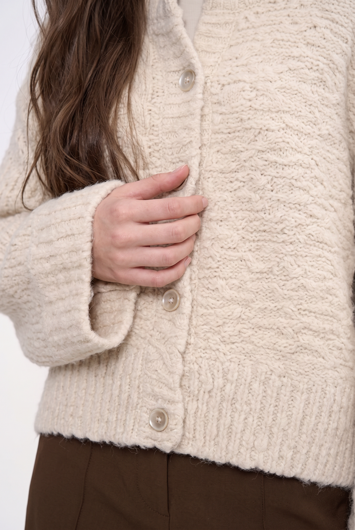 Textured Boucle Button Front Cardigan