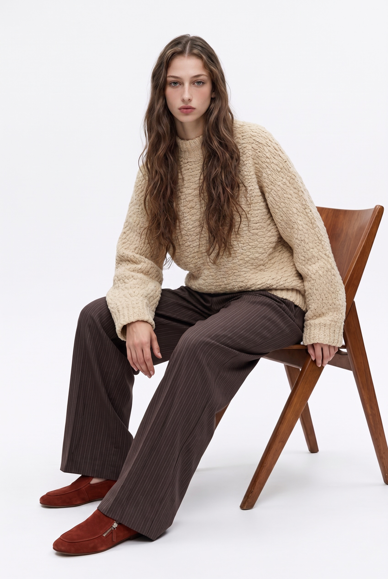 Cashmere Boucle Pullover Oversized Sweater