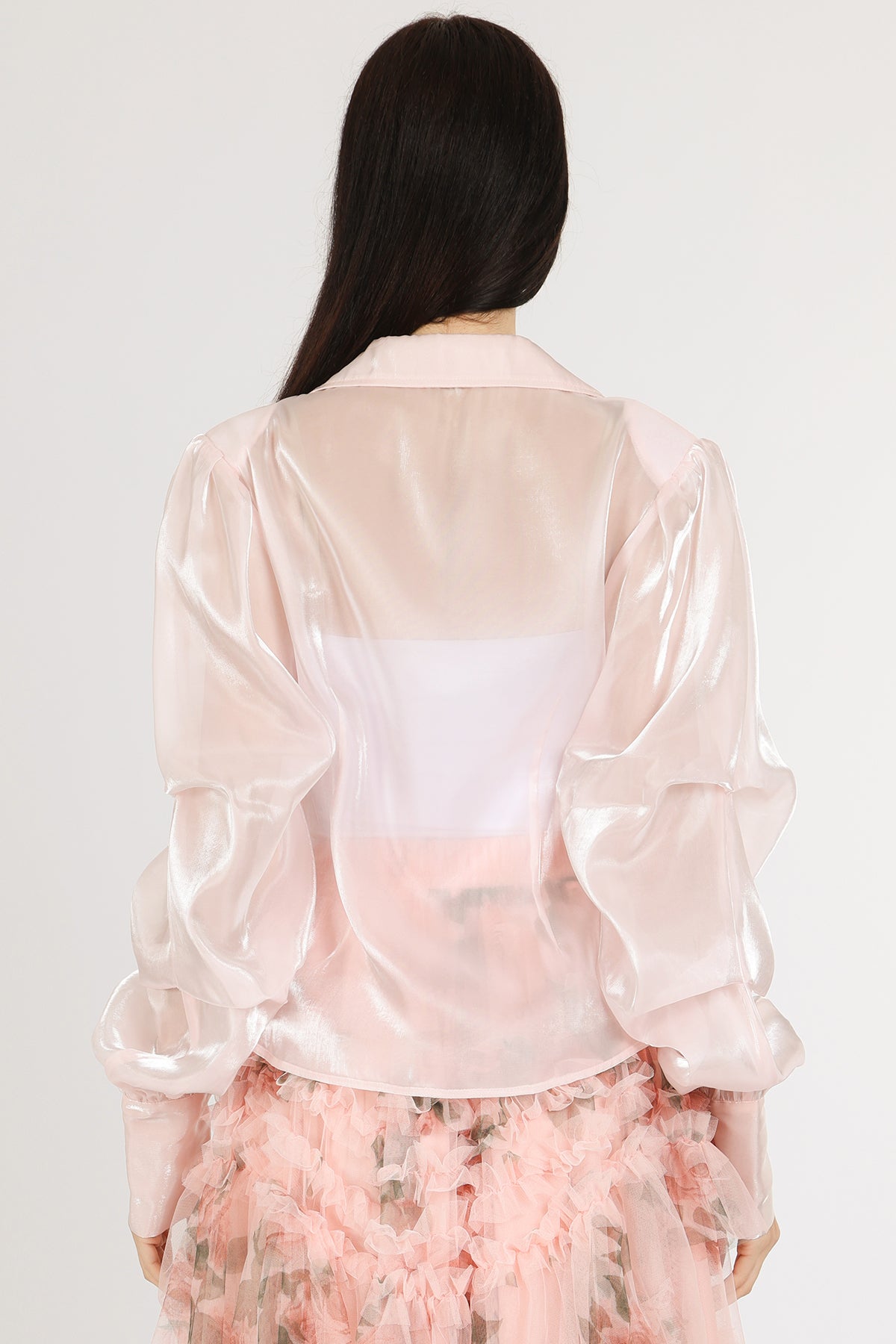Samson Swallowtail V-Neck Fine Organza Blouse - Shop Beulah Style
