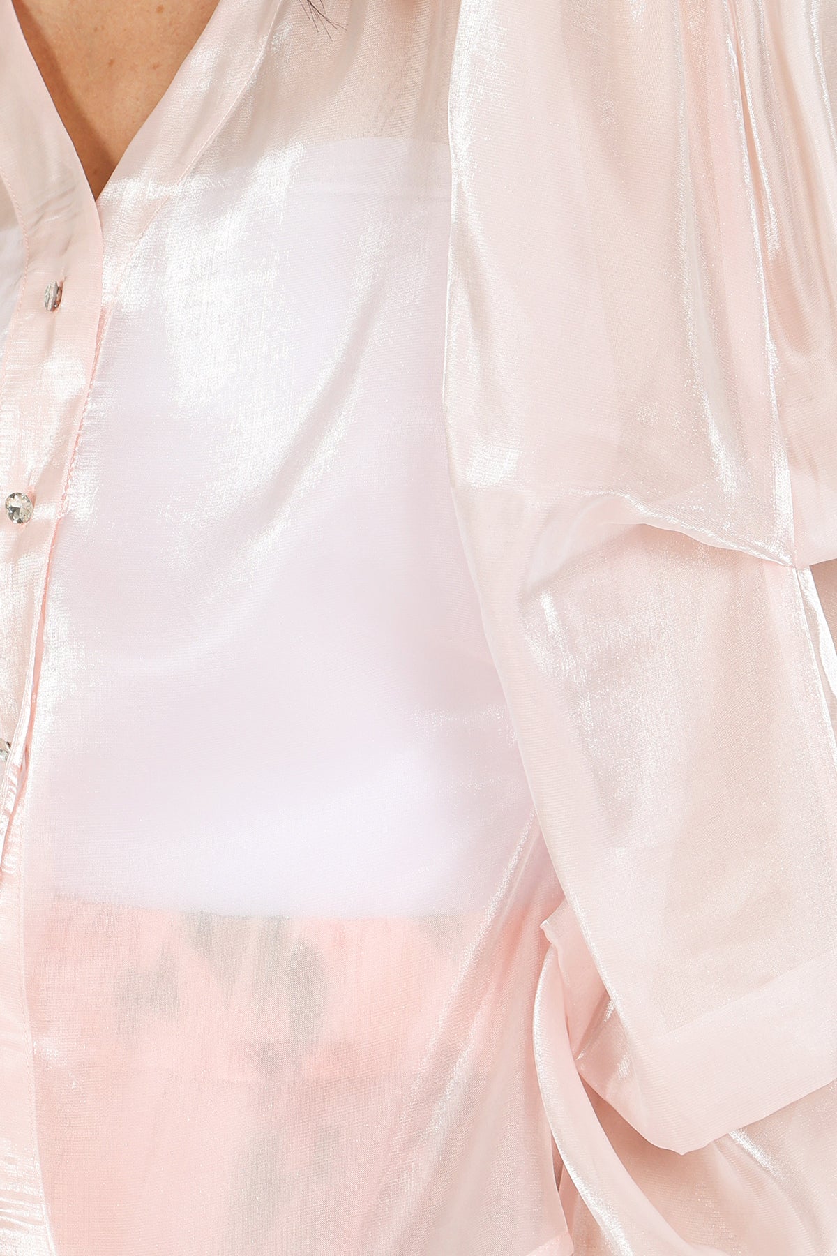 Samson Swallowtail V-Neck Fine Organza Blouse - Shop Beulah Style