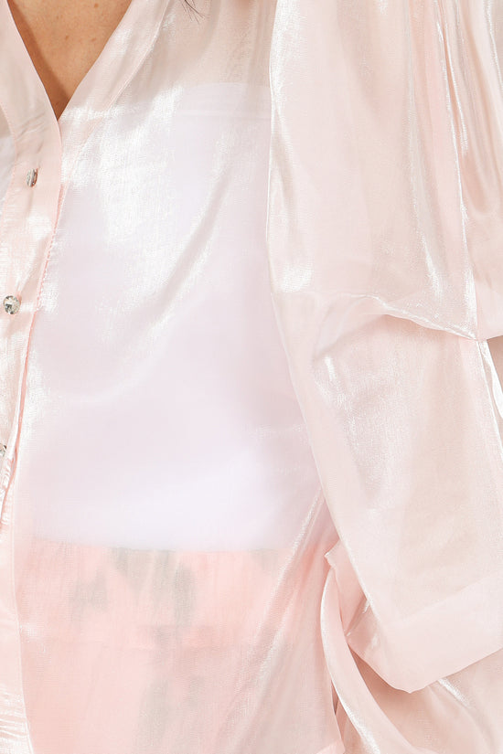 Samson Swallowtail V-Neck Fine Organza Blouse - Shop Beulah Style