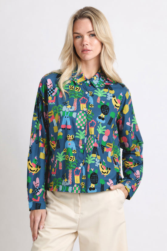 Taika Modern Graphic Print Patterned Cotton Shirt - Shop Beulah Style