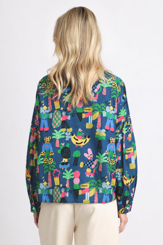 Taika Modern Graphic Print Patterned Cotton Shirt - Shop Beulah Style