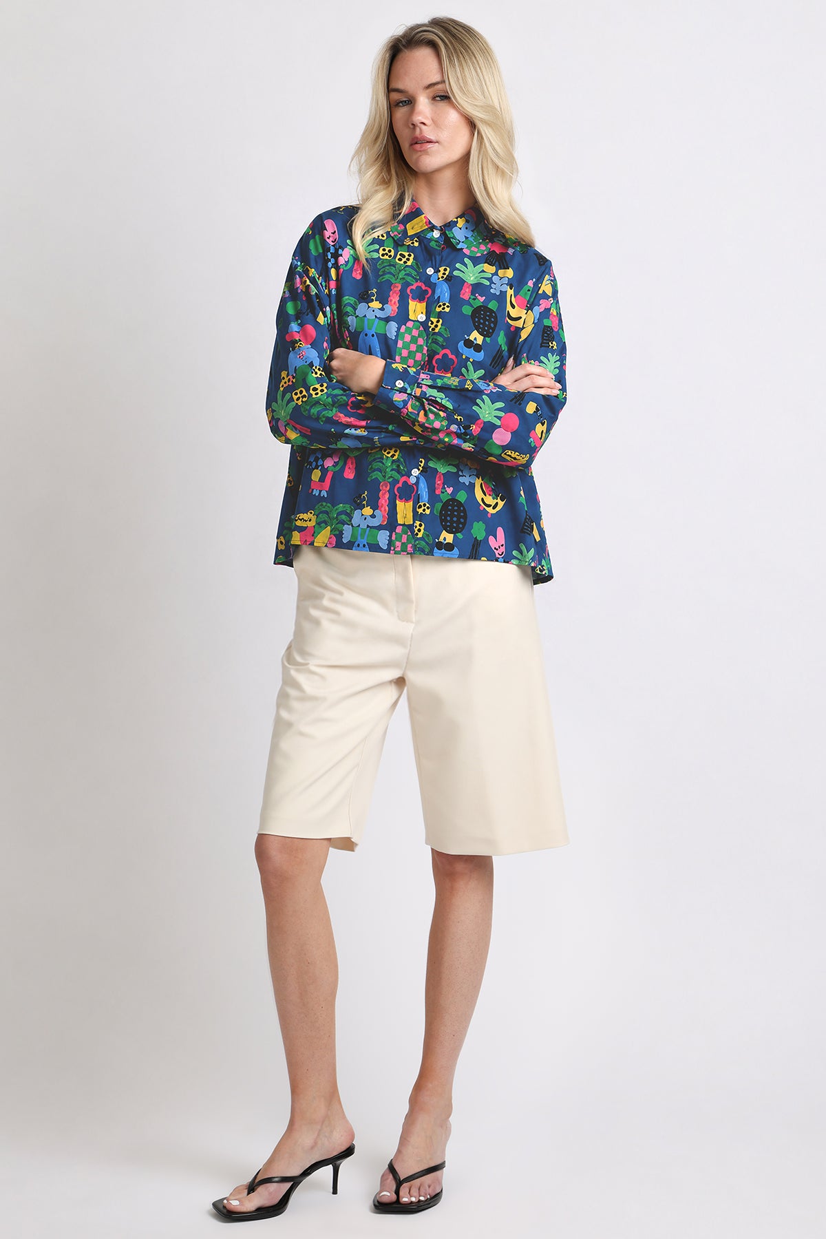 Taika Modern Graphic Print Patterned Cotton Shirt - Shop Beulah Style
