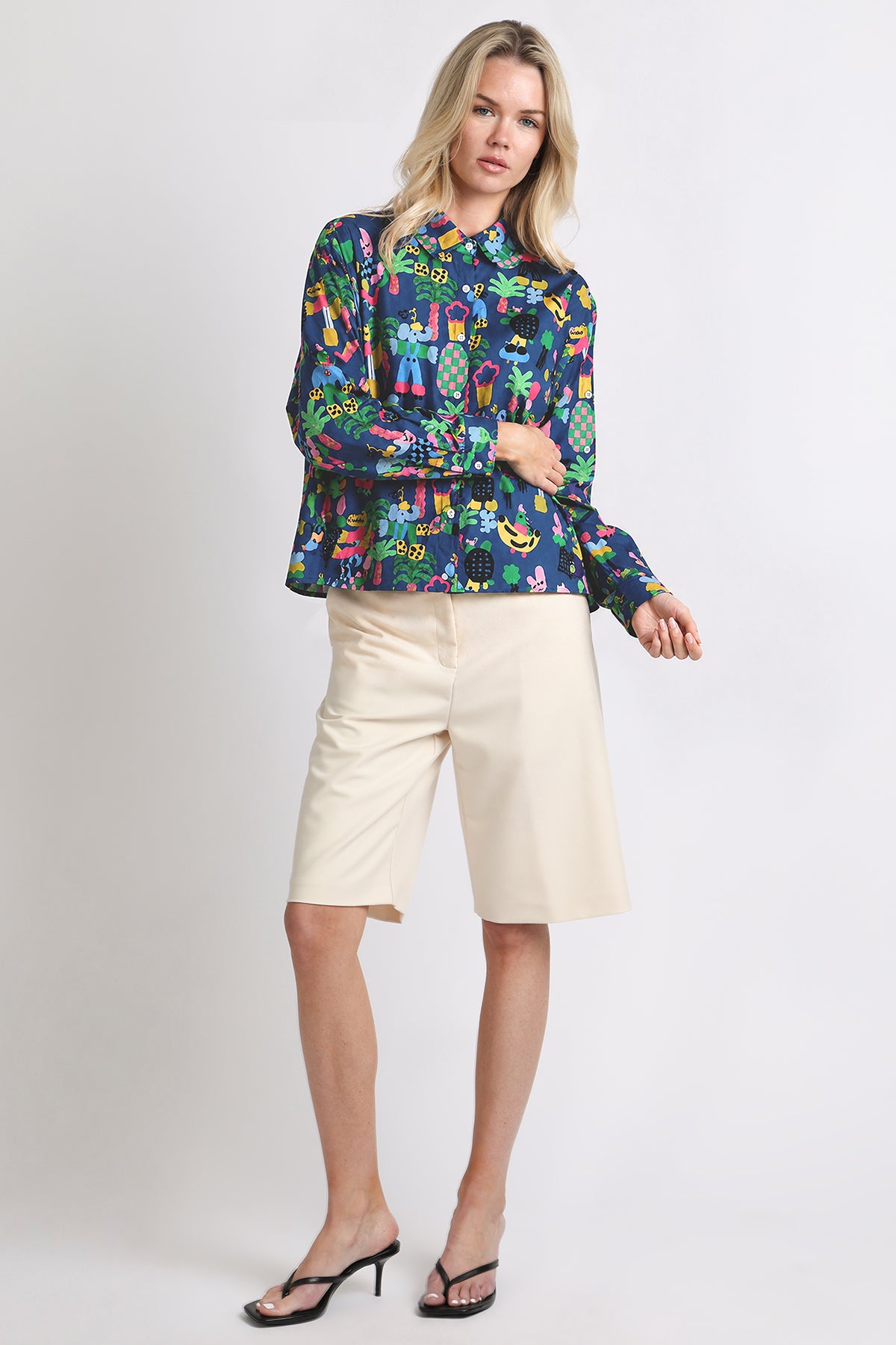 Taika Modern Graphic Print Patterned Cotton Shirt - Shop Beulah Style