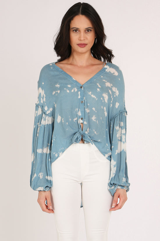 Mark Tie Dye Wash Print Hi-Low Tied Hem V-Neck Tunic - Shop Beulah Style