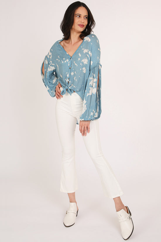 Mark Tie Dye Wash Print Hi-Low Tied Hem V-Neck Tunic - Shop Beulah Style