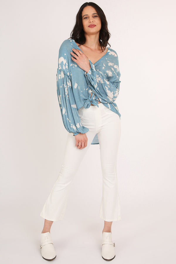 Mark Tie Dye Wash Print Hi-Low Tied Hem V-Neck Tunic