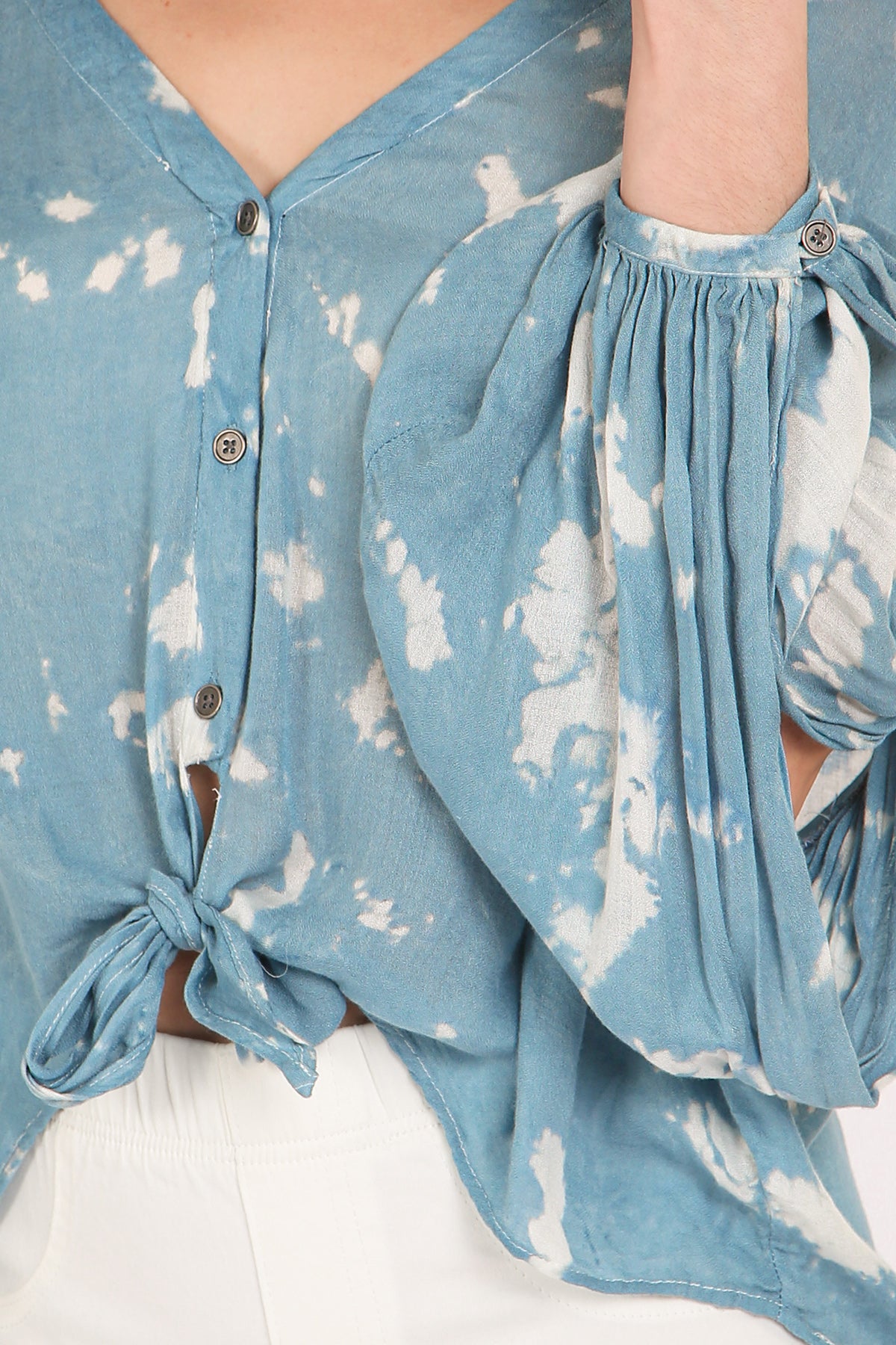 Mark Tie Dye Wash Print Hi-Low Tied Hem V-Neck Tunic - Shop Beulah Style